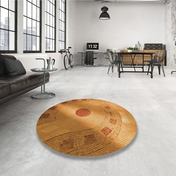 Round Patterned Mahogany Brown Rug in a Office, pat2052org