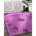 Patterned Bright Neon Pink Purple Rug in Family Room, pat2052pur