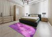 Patterned Bright Neon Pink Purple Rug in a Bedroom, pat2052pur