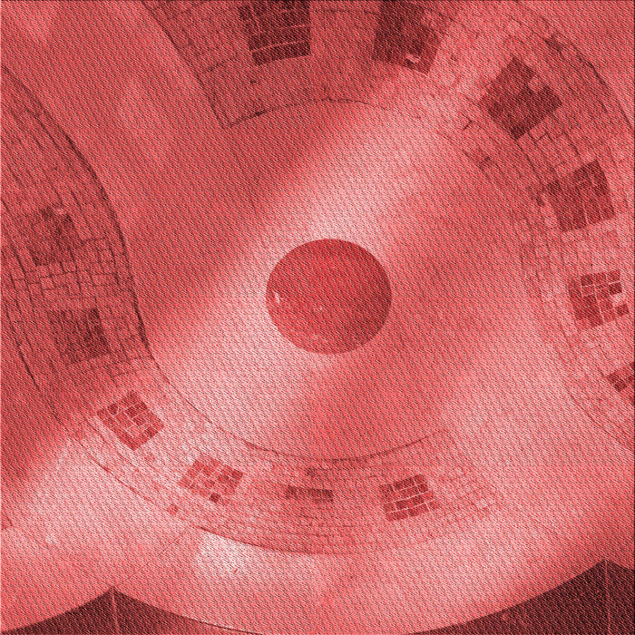 Round Patterned Red Rug, pat2052rd