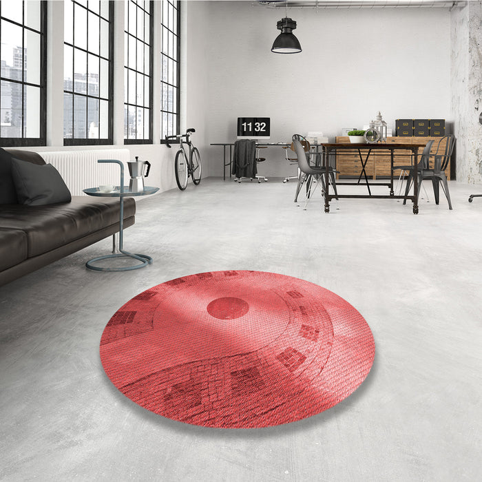 Round Patterned Red Rug in a Office, pat2052rd