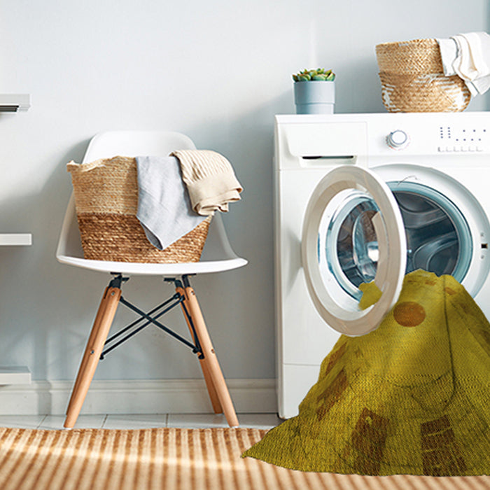 Machine Washable Transitional Dark Bisque Brown Rug in a Washing Machine, wshpat2052yw