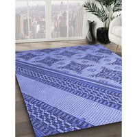 Patterned Denim Blue Rug, pat2053blu