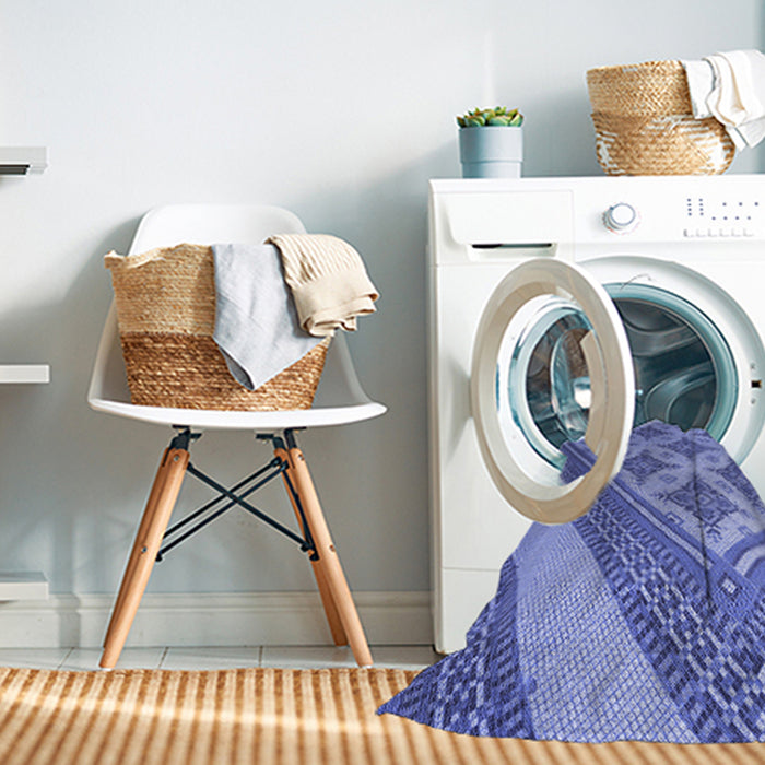 Machine Washable Transitional Denim Blue Rug in a Washing Machine, wshpat2053blu