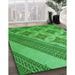 Patterned Green Rug in Family Room, pat2053grn