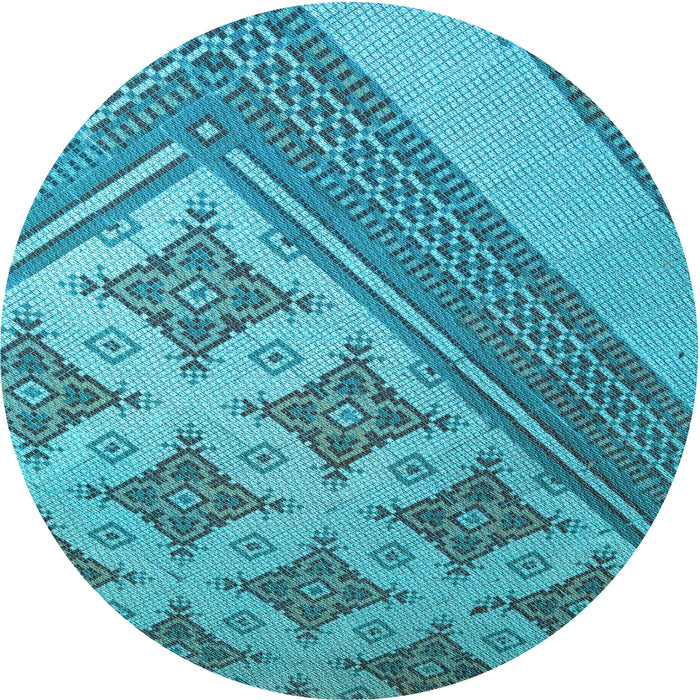 Square Machine Washable Transitional Dark Cyan Green Rug in a Living Room, wshpat2053lblu