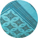 Square Patterned Dark Cyan Green Rug, pat2053lblu