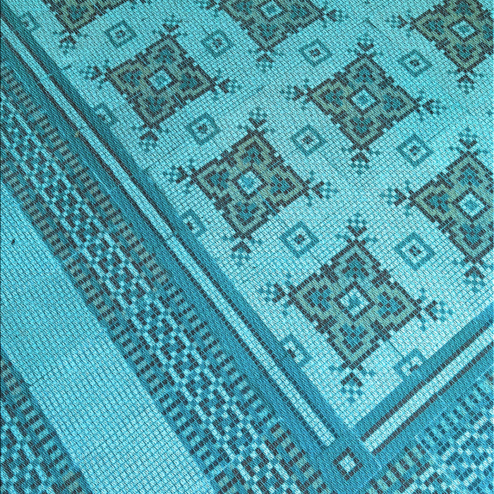Patterned Dark Cyan Green Rug, pat2053lblu