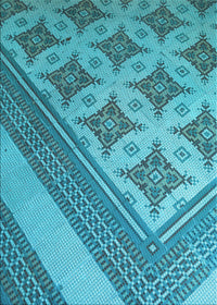 Machine Washable Transitional Dark Cyan Green Rug, wshpat2053lblu