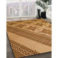 Patterned Mahogany Brown Rug, pat2053org