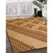 Patterned Mahogany Brown Rug in Family Room, pat2053org