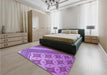 Patterned Violet Purple Rug in a Bedroom, pat2053pur