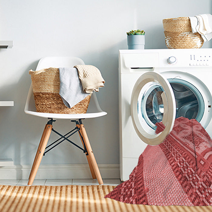 Machine Washable Transitional Red Rug in a Washing Machine, wshpat2053rd