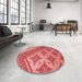 Round Patterned Red Rug in a Office, pat2053rd