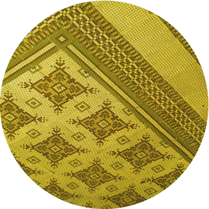 Square Patterned Dark Yellow Green Rug, pat2053yw
