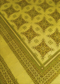 Machine Washable Transitional Dark Yellow Green Rug, wshpat2053yw