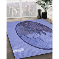 Patterned Sky Blue Rug, pat2054blu