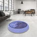 Round Patterned Sky Blue Rug in a Office, pat2054blu