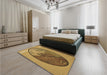Patterned Saddle Brown Rug in a Bedroom, pat2054brn