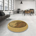Round Patterned Saddle Brown Rug in a Office, pat2054brn