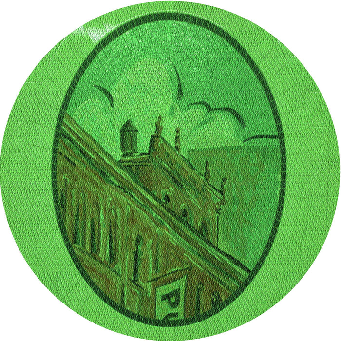 Square Machine Washable Transitional Green Rug in a Living Room, wshpat2054grn