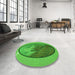 Round Patterned Green Rug in a Office, pat2054grn