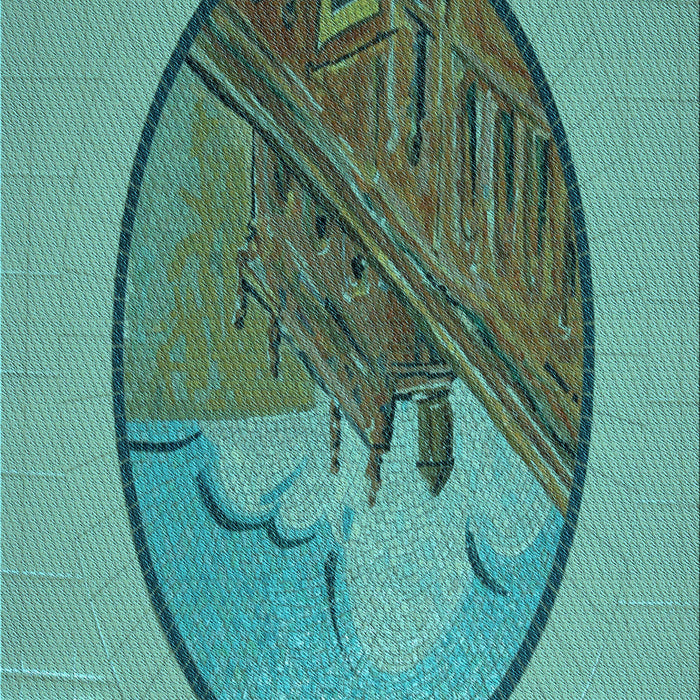 Patterned Turquoise Green Rug, pat2054lblu