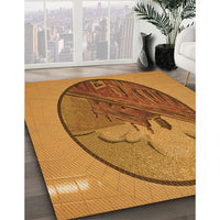 Patterned Mahogany Brown Rug, pat2054org