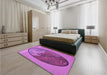 Patterned Bright Neon Pink Purple Rug in a Bedroom, pat2054pur