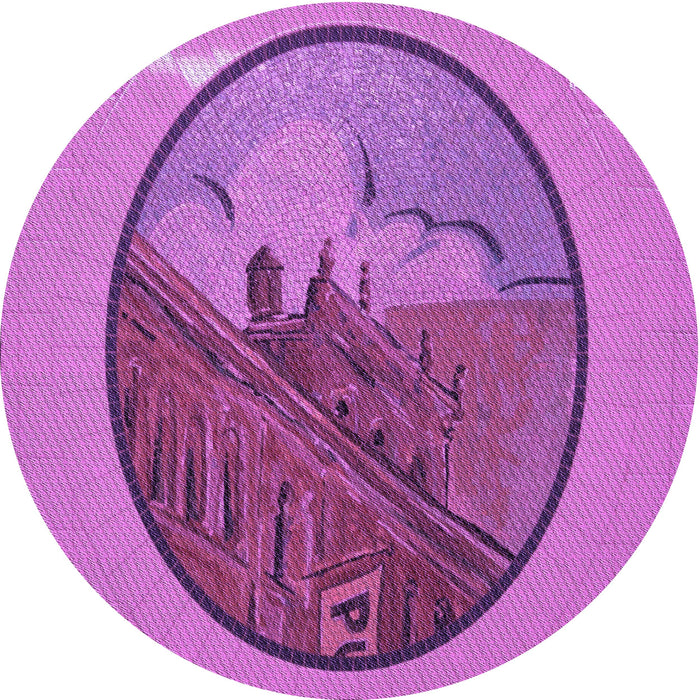 Square Patterned Bright Neon Pink Purple Rug, pat2054pur