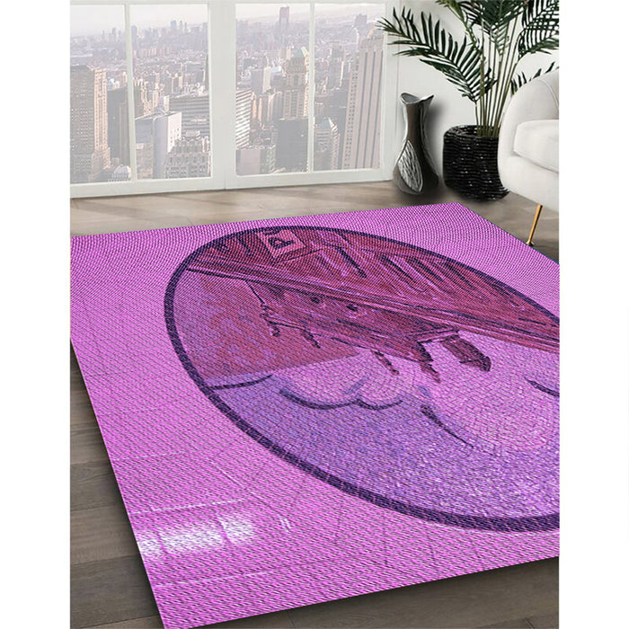 Machine Washable Transitional Bright Neon Pink Purple Rug in a Family Room, wshpat2054pur