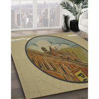 Patterned Reddish Brown Novelty Rug, pat2054