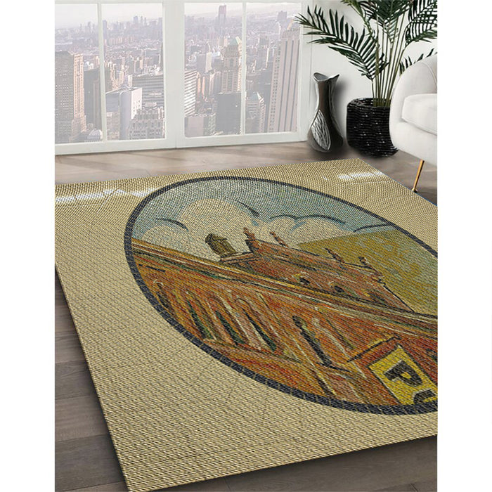 Patterned Reddish Brown Novelty Rug in Family Room, pat2054
