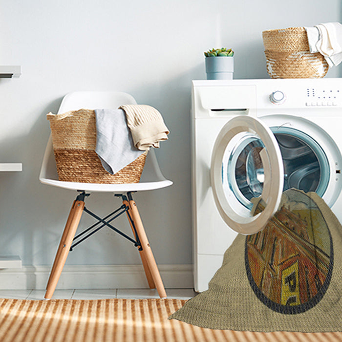 Machine Washable Transitional Red Brown Rug in a Washing Machine, wshpat2054