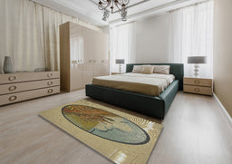 Patterned Reddish Brown Novelty Rug in a Bedroom, pat2054