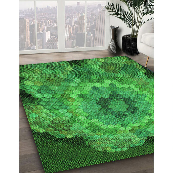 Machine Washable Transitional Green Rug in a Family Room, wshpat2055grn