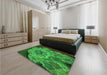 Patterned Green Rug in a Bedroom, pat2055grn