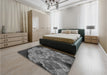 Patterned Gunmetal Gray Rug in a Bedroom, pat2055gry