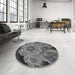 Round Patterned Gunmetal Gray Rug in a Office, pat2055gry