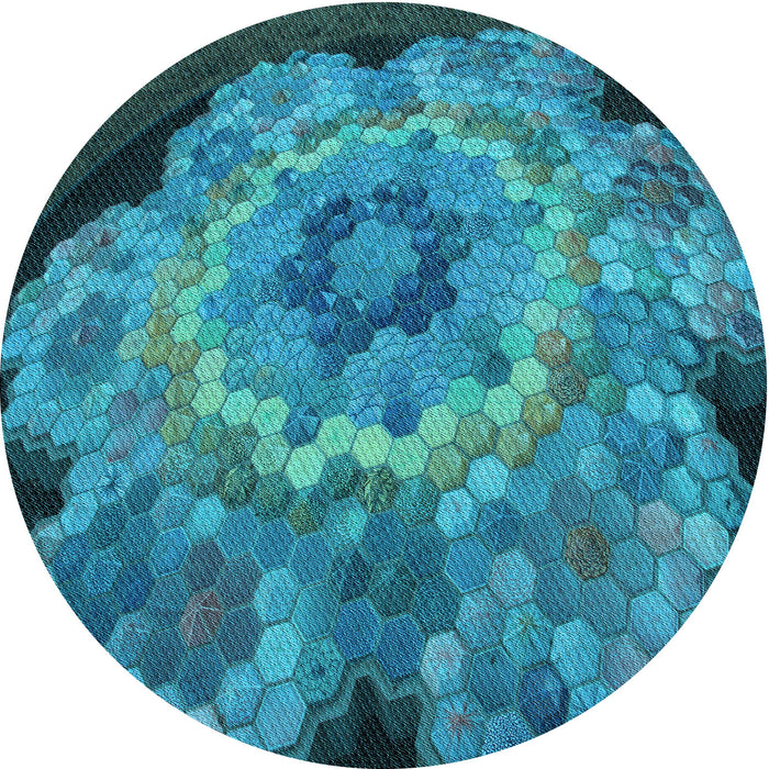 Square Patterned Dark Turquoise Green Rug, pat2055lblu