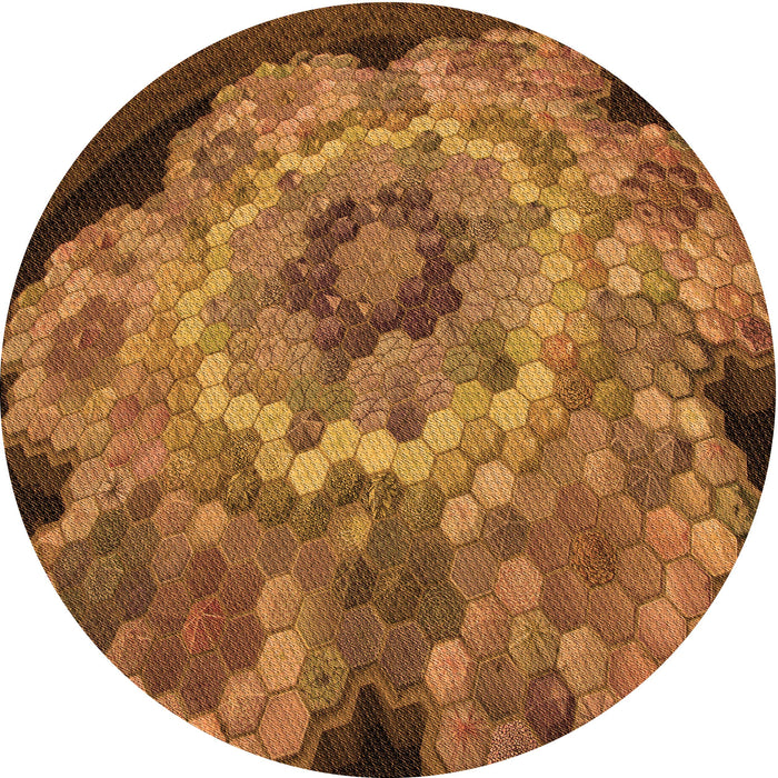 Square Patterned Saddle Brown Rug, pat2055org