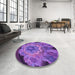 Round Patterned Purple Rug in a Office, pat2055pur