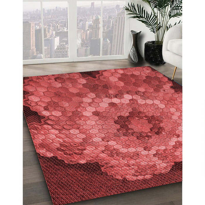 Machine Washable Transitional Red Rug in a Family Room, wshpat2055rd
