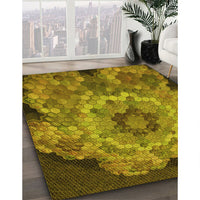 Patterned Dark Bronze Brown Rug, pat2055yw