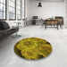 Round Patterned Dark Bronze Brown Rug in a Office, pat2055yw