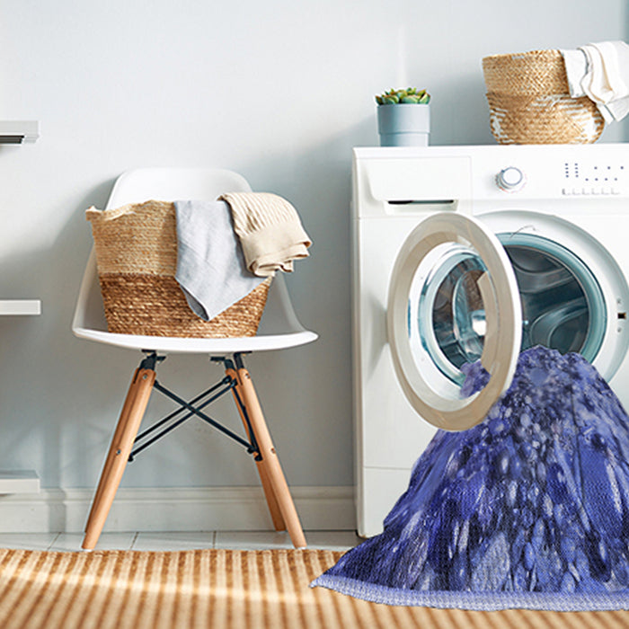 Machine Washable Transitional Denim Blue Rug in a Washing Machine, wshpat2056blu