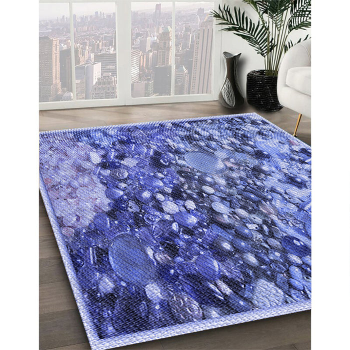 Patterned Denim Blue Rug in Family Room, pat2056blu