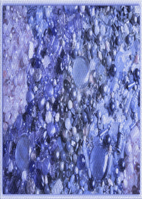 Machine Washable Transitional Denim Blue Rug, wshpat2056blu