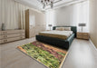 Patterned Saddle Brown Rug in a Bedroom, pat2056brn