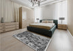 Patterned Dark Gray Rug in a Bedroom, pat2056gry